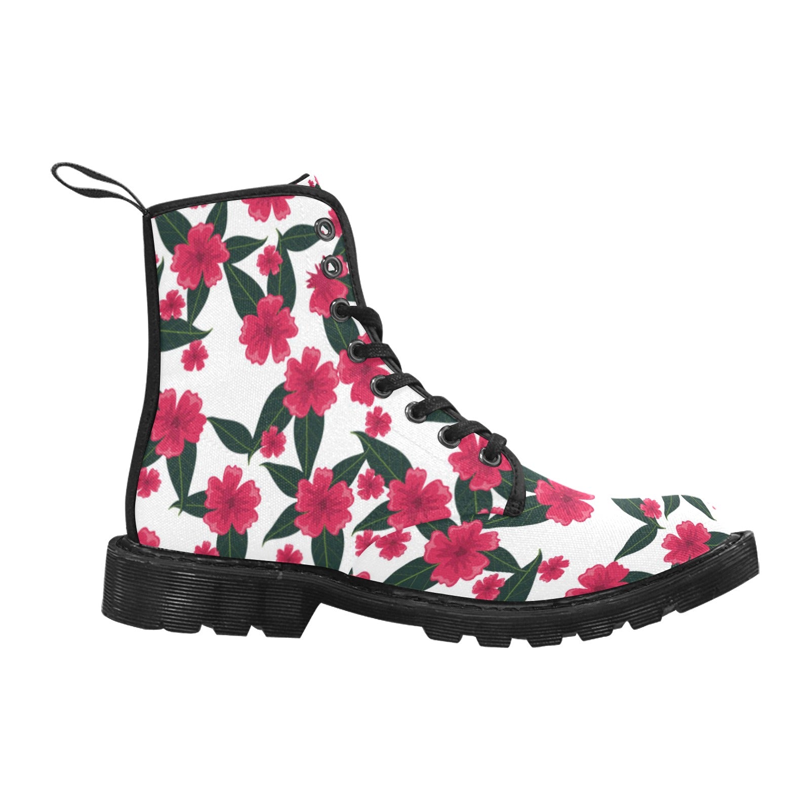 Women's Lace Up Canvas Boots (Model1203H)(Black)