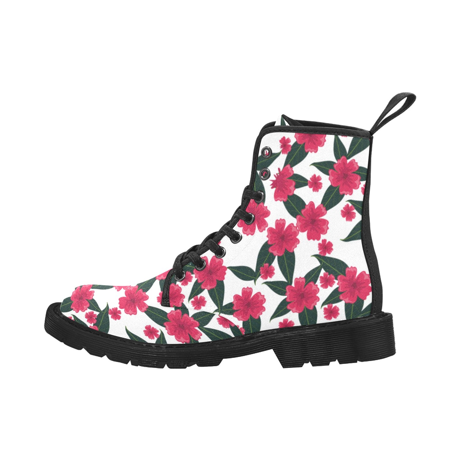 Women's Lace Up Canvas Boots (Model1203H)(Black)